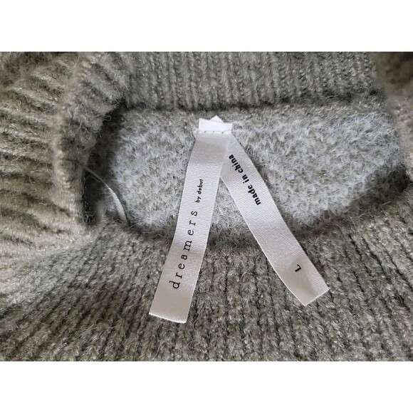 Debut Womens L New Houndstooth Pullover Sweater- Sage Green White - Picture 7 of 9